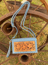 Load image into Gallery viewer, Blue Ostrich Clutch
