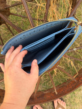 Load image into Gallery viewer, Blue Ostrich Clutch
